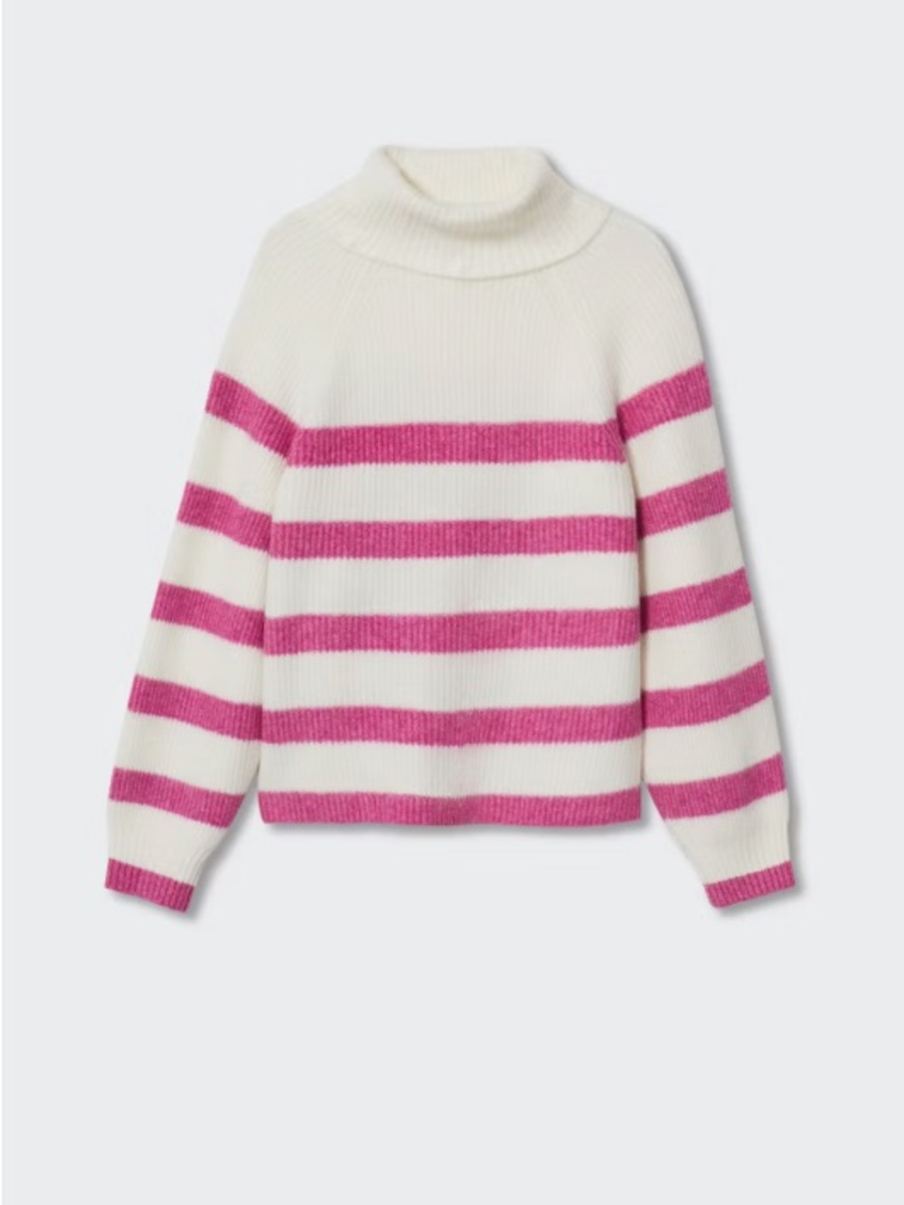 Mango Striped Cowl Neck Sweater - Cream & Pink